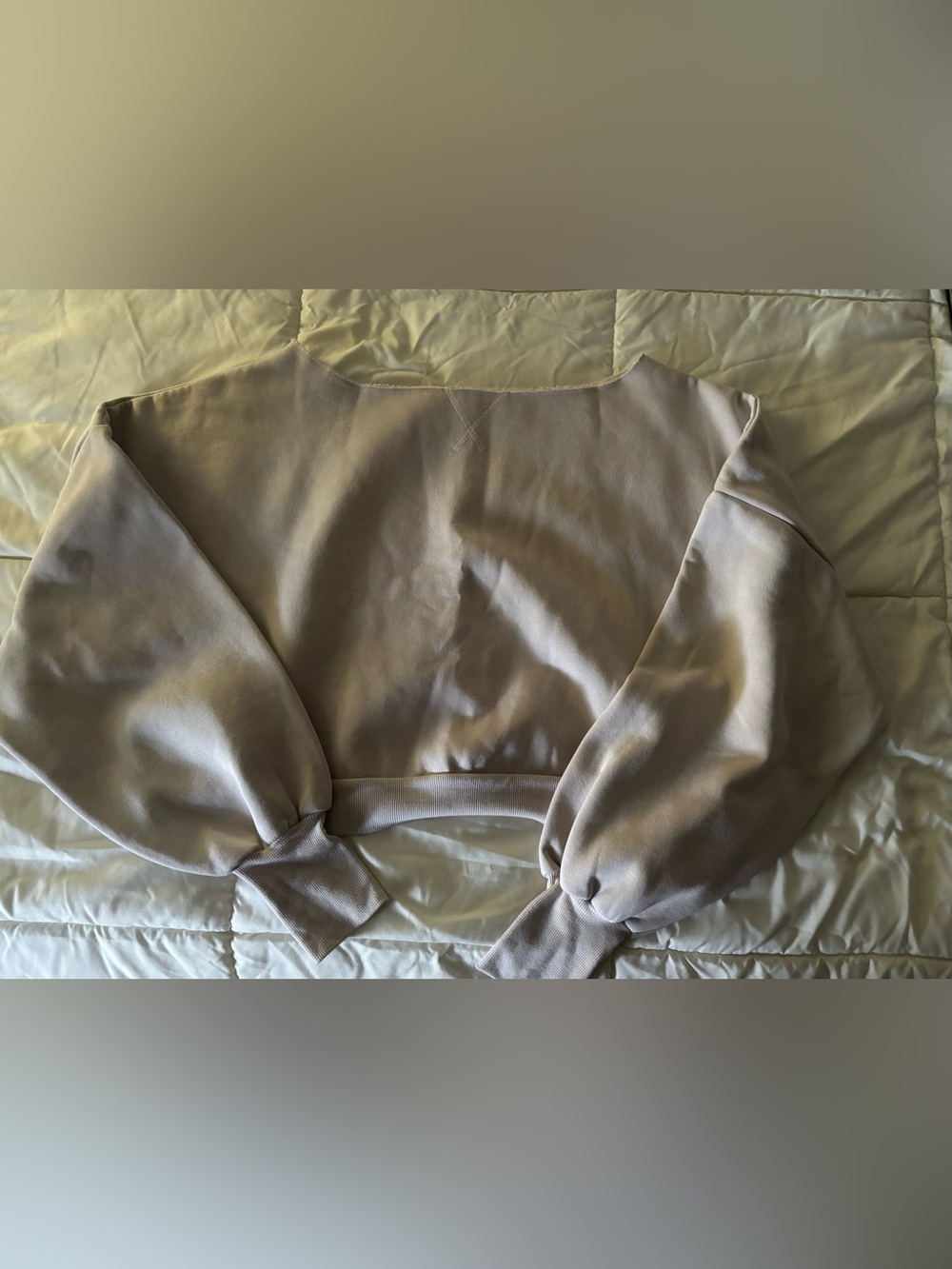 Balloon Sleeve Cropped Sweatshirt in Taupe